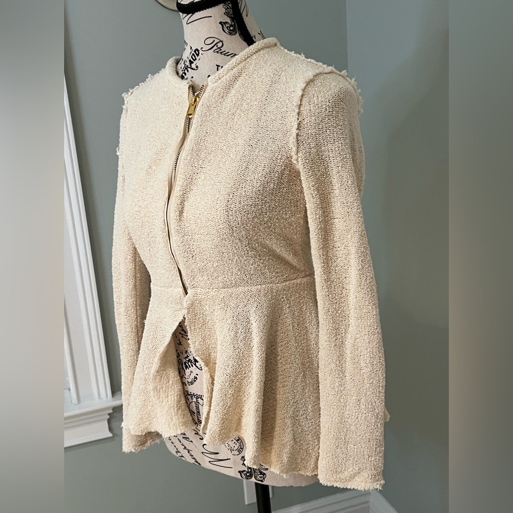 Zara Peplum Knit Jacket/Blazer | Cream | Preowned - Picture 7 of 13